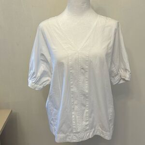 Donna Karan white short sleeve blouse Size M EUC